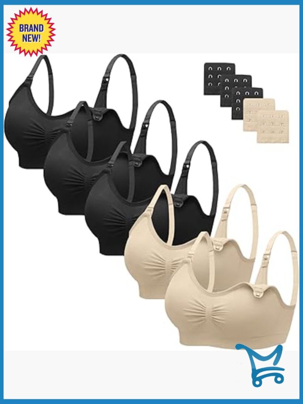 5 Pack Nursing Bra Wireless Maternity Breastfeeding Seamless Sleep Bra with